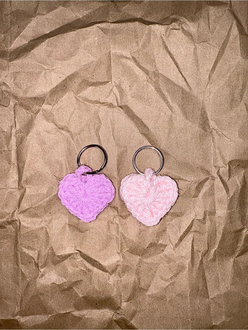 Heart Crochet Bag Charm Keychain – Set of 2 – Orange & Teal – Dopamine Gift